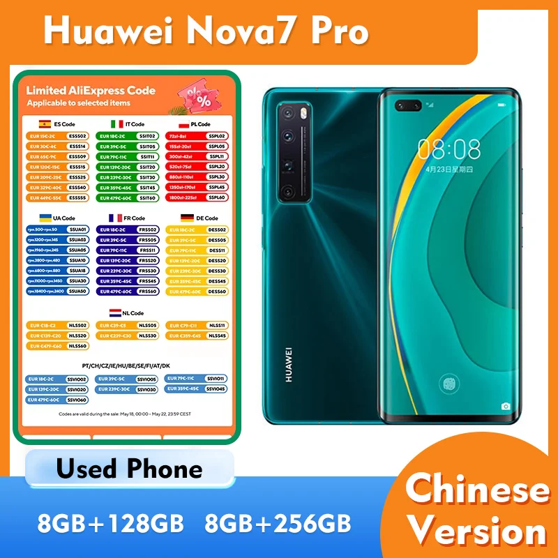 Teléfono Inteligente Huawei Nova7 Pro 5G con Pantalla Android de 6.15 Pulgadas 2340x1080px, 4000mAh, Nano SIM, Usado