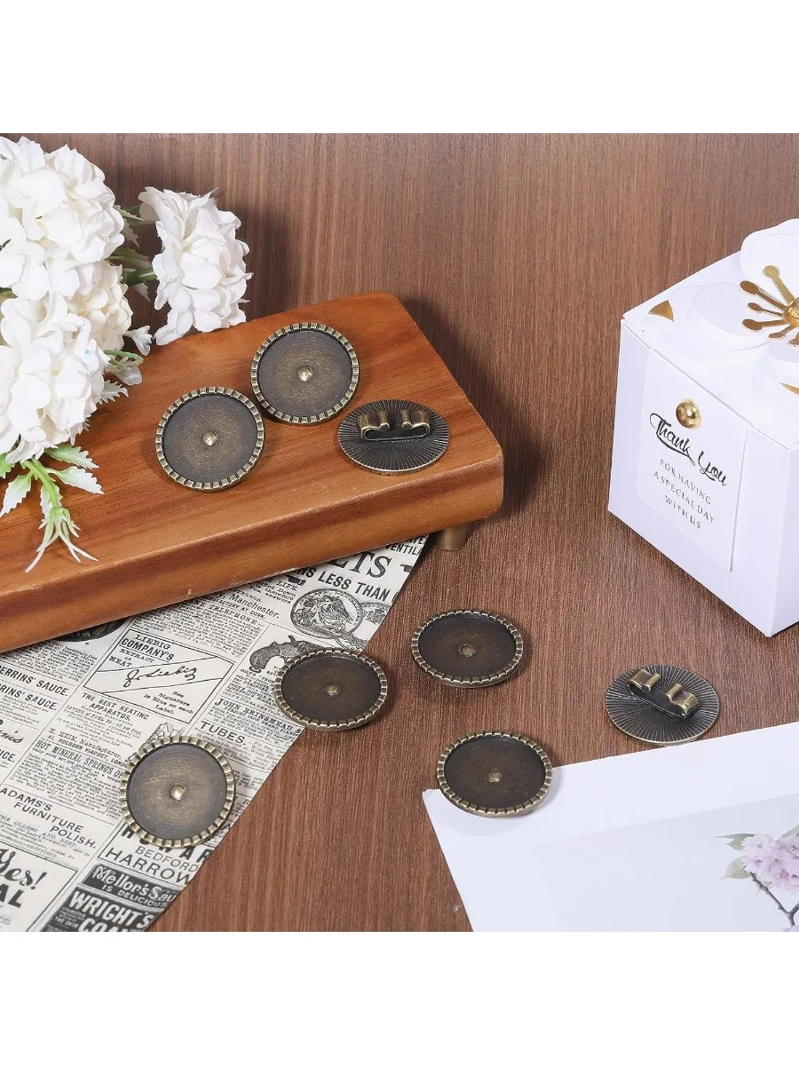 8 PCS Blank Bolo Tie Buckle Vintage Round Clips DIY Necktie Handmade Alloy Accessories for Father Husband Men's Gift Antique