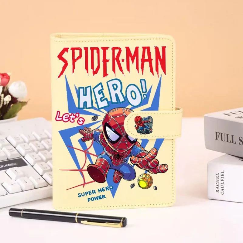 Marvel Spiderman Peripheral Movies Creative Portable Diary PU Metal Magnetic Buckle Student Living Page Notepad Gift Wholesale