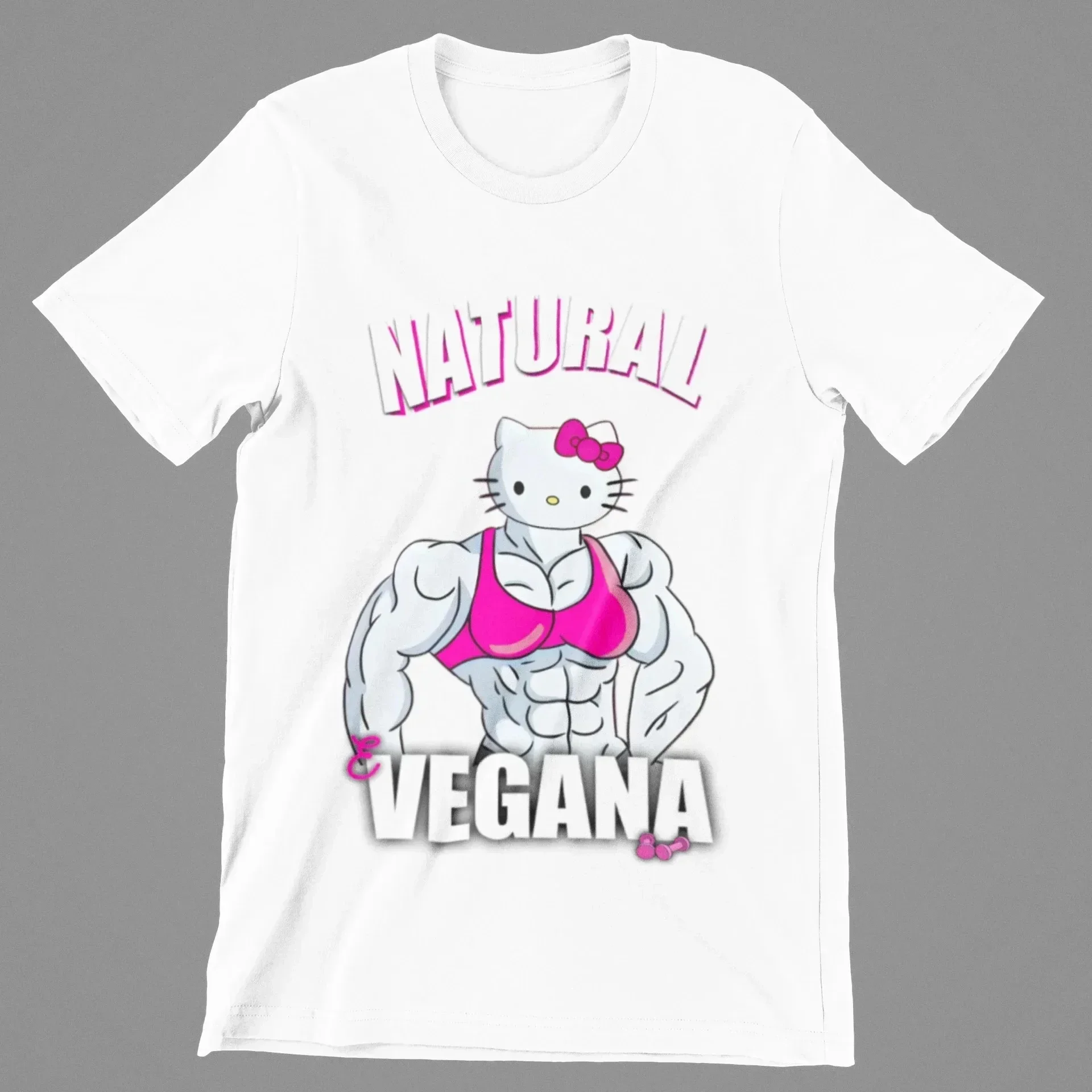 

Футболка с круглым вырезом для мужчин и женщин, из хлопка, с принтом Hello Kitty, Повседневная Милая футболка для фитнеса, лето 2024