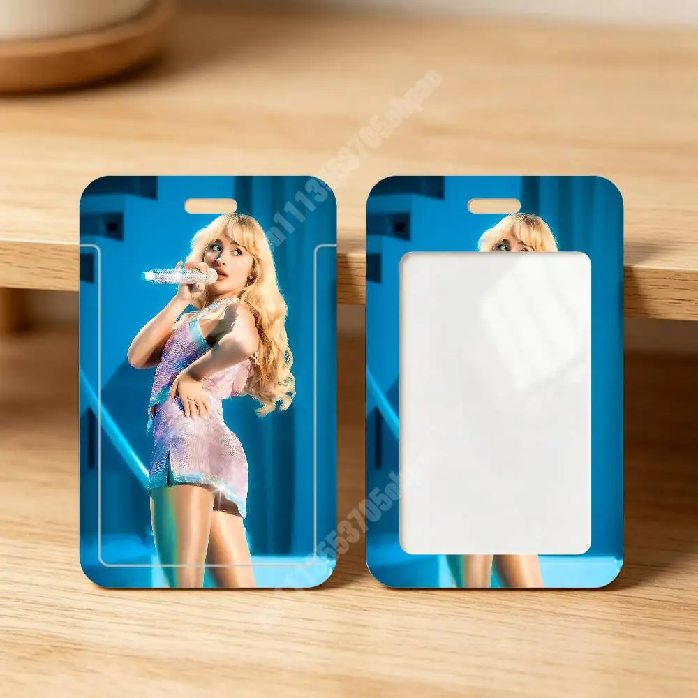 S-Sabrina C-Carpenter Short N' Sweet Plastic Card Holder Staff ID Card Clear Transparent Campus Access Name Tag