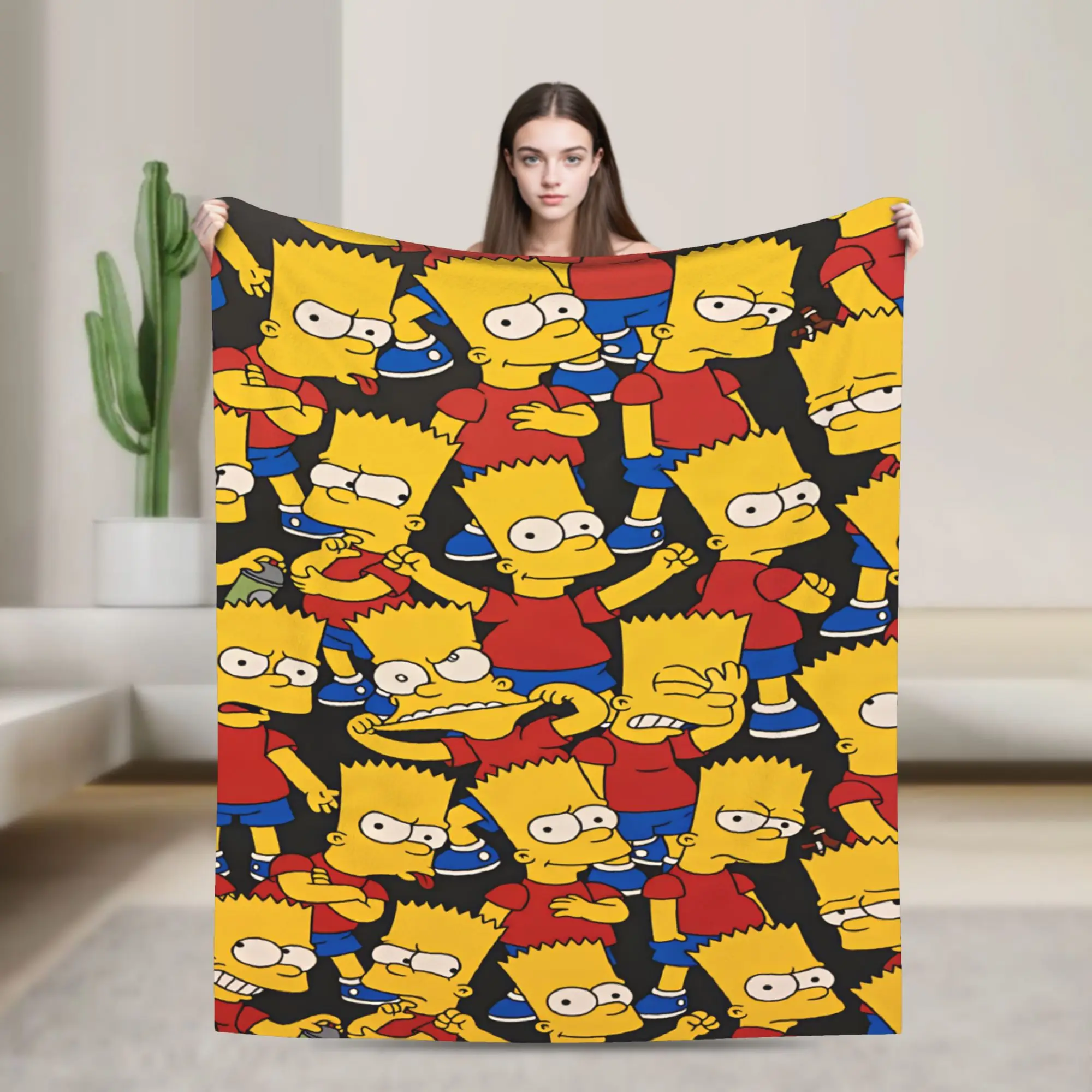 The S-simpsons  Blanket  Soft Print Plush Throw Blanket For Bedroom Camping Flannel Bedspread Bed Cover