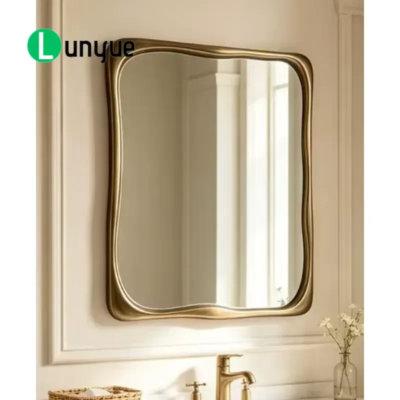 French Retro Wall Hanging Mirror Imitation Old Color Decorative Mirror for Living Room Bedroom Home Wall Decoration Vintage