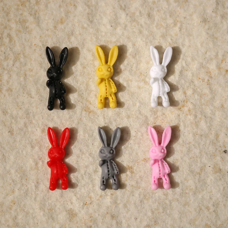 10Pcs Skull Rabbit Nail Resin Charms Cartoon Sweet Sad Bunny Nails Decorations 3D Kawaii Ornaments Manicure Jewelry Accessories