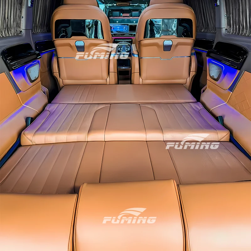 For to Mercedes-Benz Vito Sprinter V-Class Luxury Upgrade Accessories PU Leather Aero Seat Third Row Folding Sofa Bed