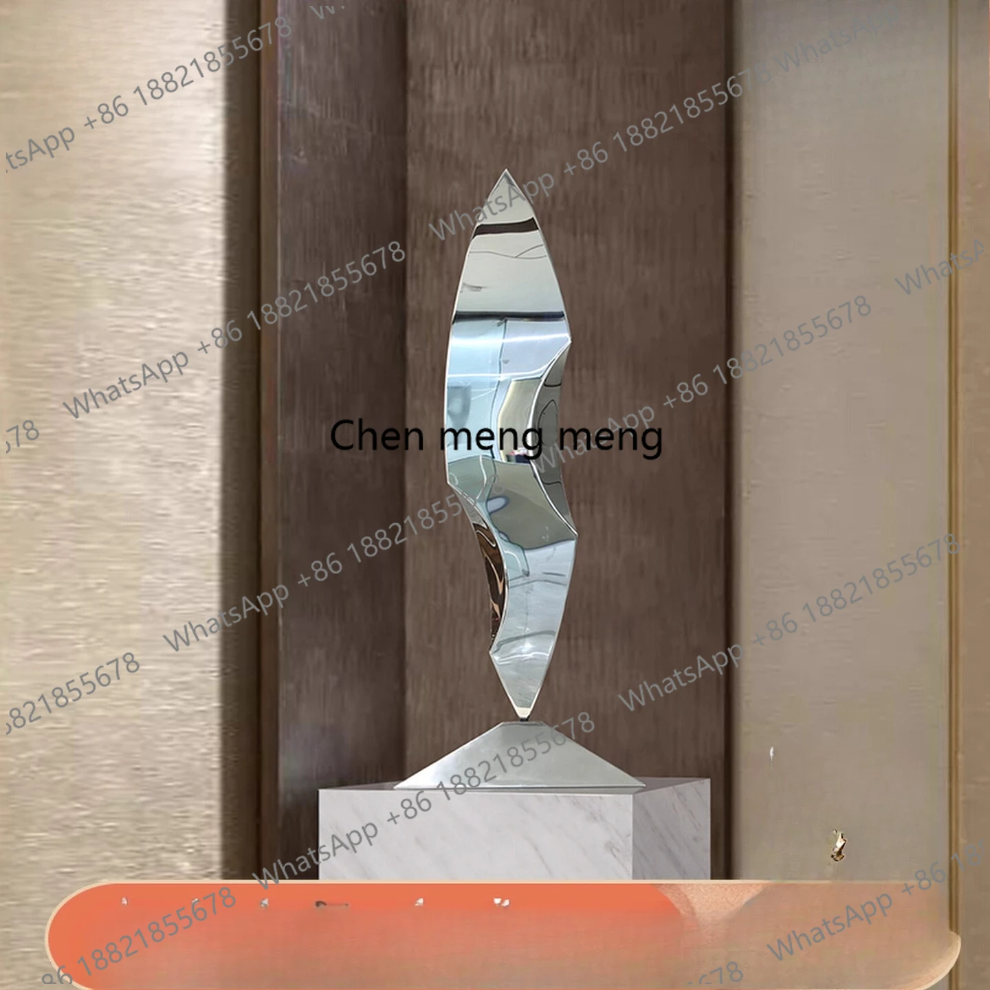 Hotel lobby stainless steel sculpture sales office decoration abstract entrance large floor ornament