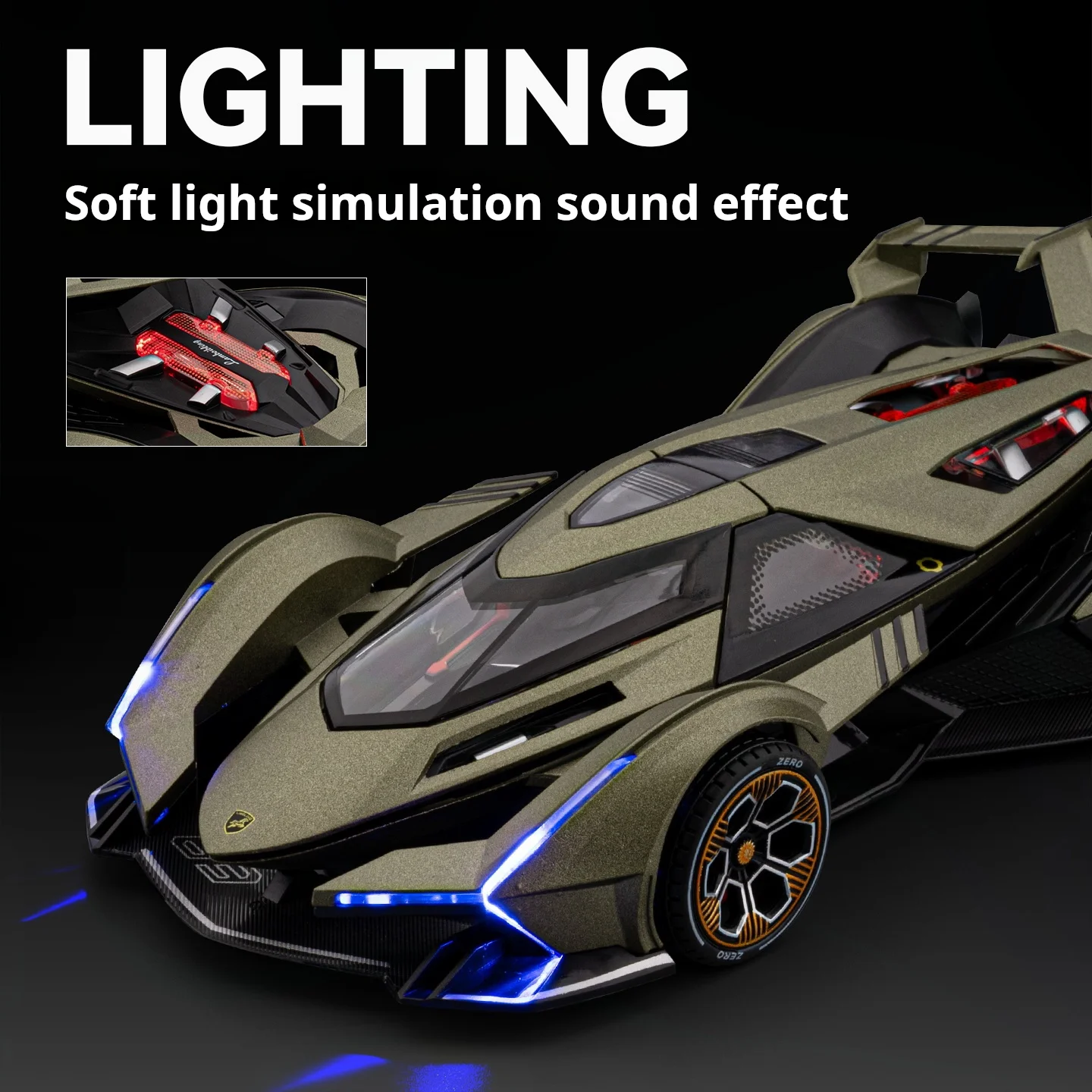 Edição limitada 1:24 simulação lamborghini v12 supercar modelo de carro de liga com som e luz brinquedo para meninos presente colecionáveis