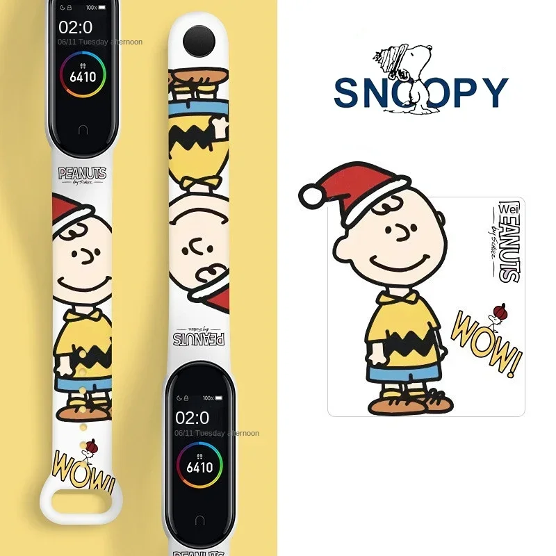 سنوبي حزام ل شاومي Mi الفرقة 3/4/5/6/7 الكرتون سيليكون سوار استبدال حزام طباعة ساعة ساعة استبدال معصمه