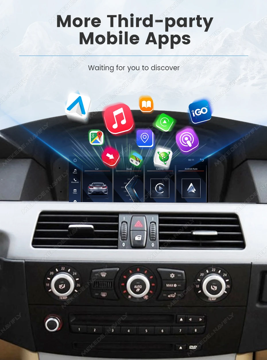MEKEDE Autoradio für BMW 3er 5er Serie E60 E61 E63 E64 E90 E91 E92 E93 CIC CCC GPS Navigation Carplay Android Auto Multimedia-Einheit – Detail 20