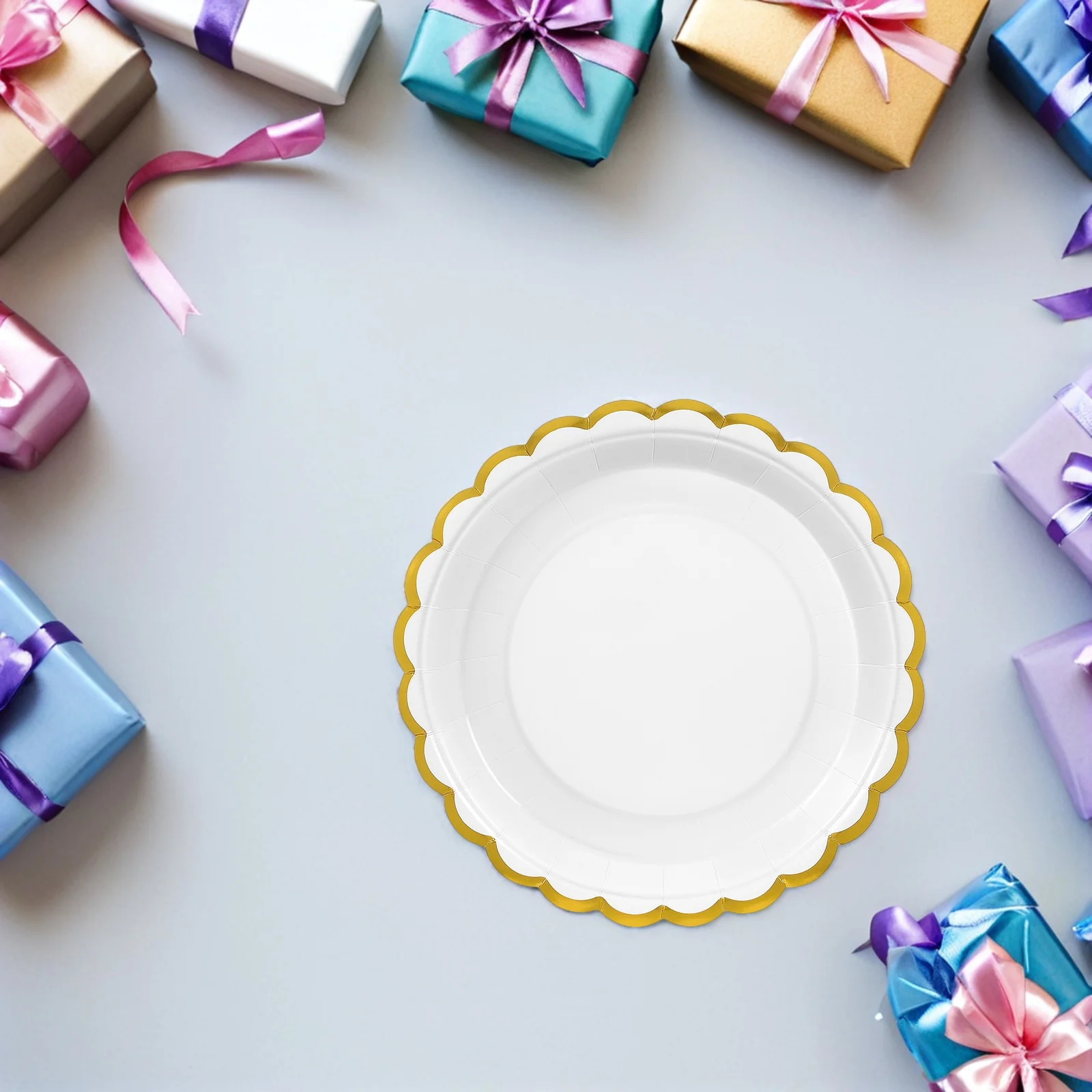 

50pcs Dessert Paper Plates 7 Inch Christmas Plates Dinnerware Dessert Paper Floral Tray For Party Decor Birthday Dinner Party