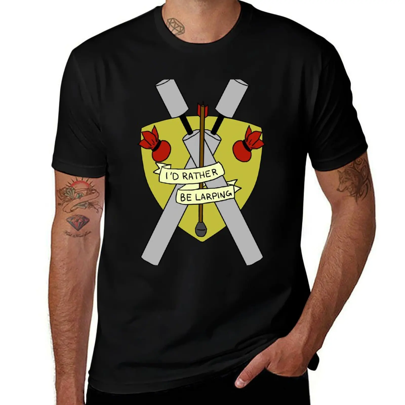 I'd Rather Be Larping - Crest T-Shirt Basic Casual Wear Short Sleeve Top T-Shirt