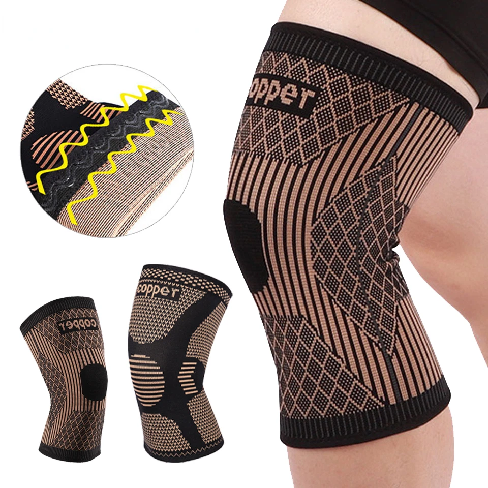 

2Pcs Band Copper Nylon Knee Brace for Arthritis Pain and Support Knee Sleeve Compression for Sports Workout Arthritis Relief