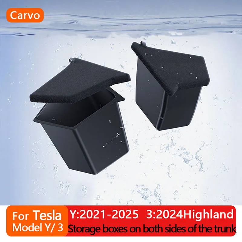 

Car Trunk Side Left Right Tidying Packet Storage Box For Tesla Model Y/3 Juniper 2021-2025 Flocking Mat Cover Organizer