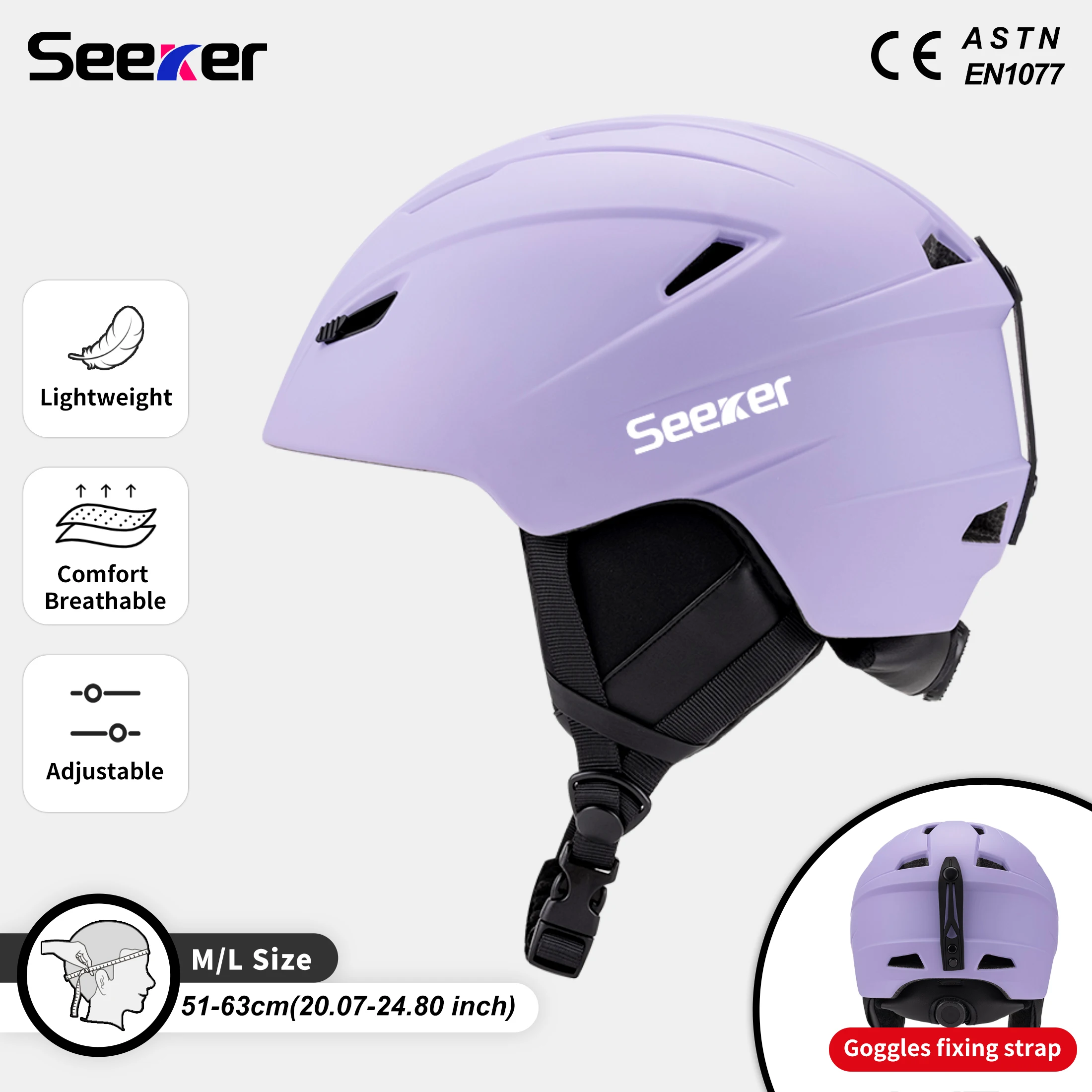 

Seeker Ski Helmet Women Men Alpine Snowboard Winter Helmet Ski Adult Women's Ski Hat One-piece Lightweight Half Face Ski Helmets