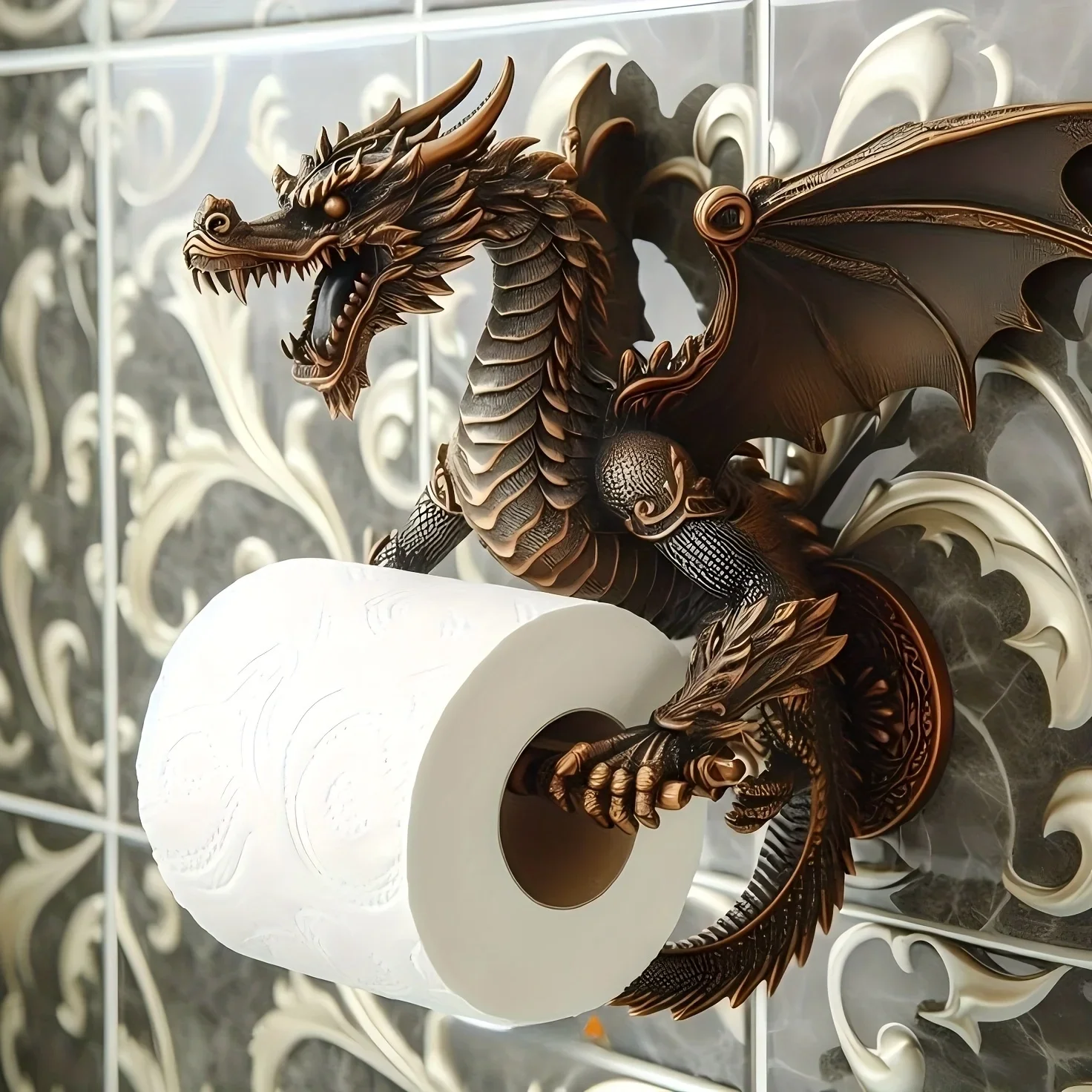 Retro Dragon Tissue Holder Resin Crafts Toilet Paper Holder Toilet Paper Storage  Accessories for Bathroom Hotel Decor