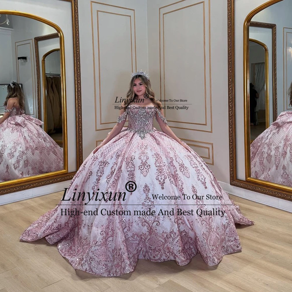 

Sparkling Diamond Quinceanera Dresses 2025 Off Shoulder Applique Ball Gowns Birthday Party Sweet 16 Customized vestidos de gala