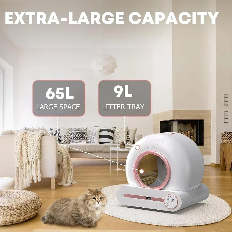 Tonepie Smart Cat Litter Box Automatic Self Cleaning Wifi App Control Pet Toilet Litter Tray Ionic Deodorizer 65L Multilanguage