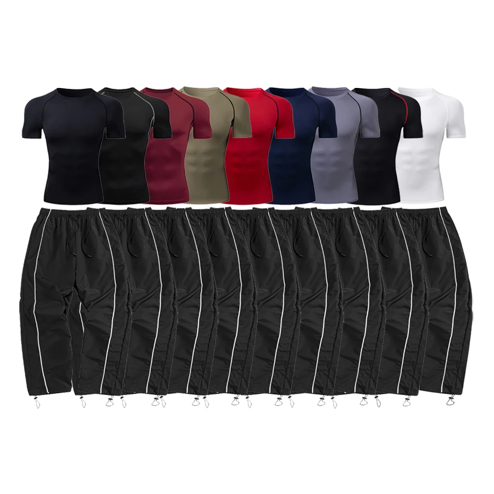 

Men's Tight Sport Solid Color Multi-Color Optional T-Shirt + Trousers Recreation Suit Running Jogging Training Wear Tights