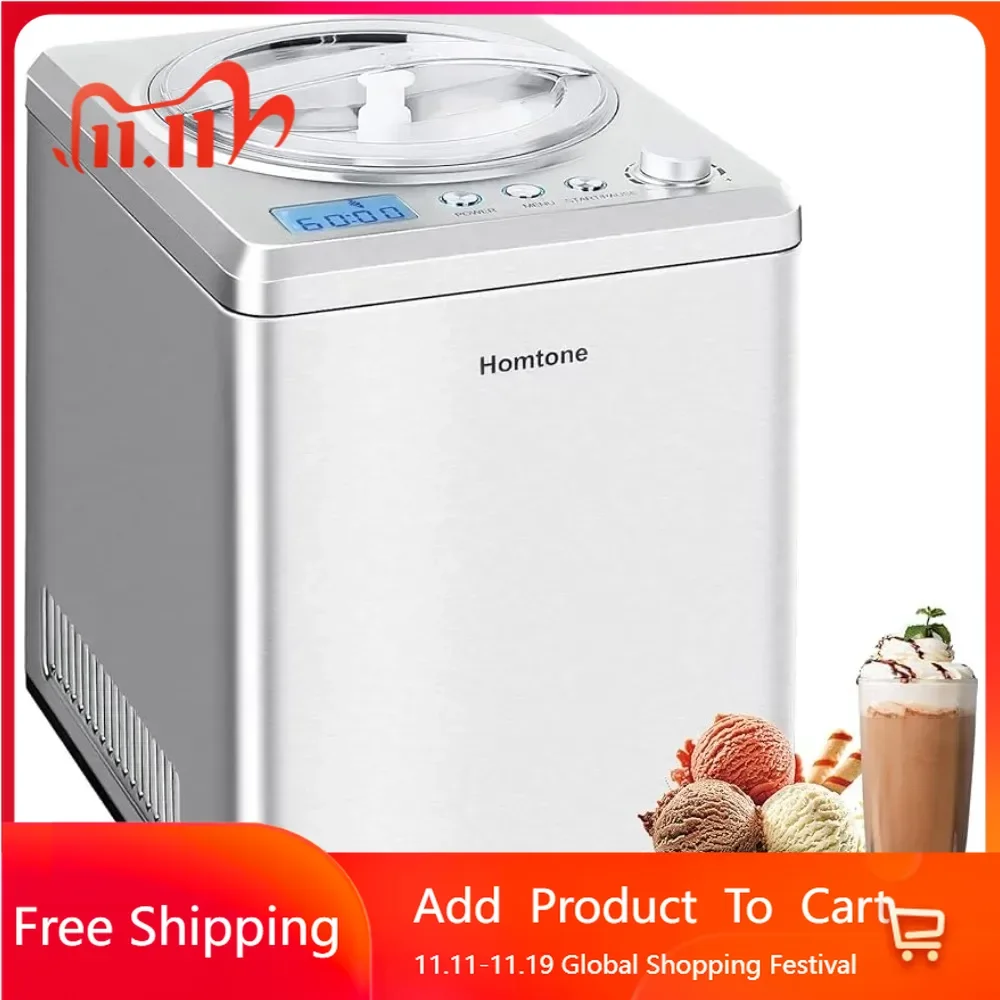 

Ice Cream Maker 2.64 Quart for Making Homemade Soft Ice Cream,Gelato,Sorbet within 60 min,Keep Cooling for 2H