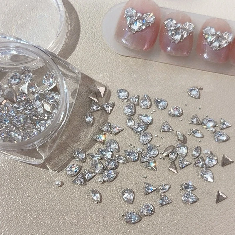 100PCS 3D Mini Zircon เล็บ Art Rhinestone คริสตัลเพชรอุปกรณ์เสริมสําหรับ Glitter อุปกรณ์แต่งเล็บวัสดุตกแต่งเล็บ