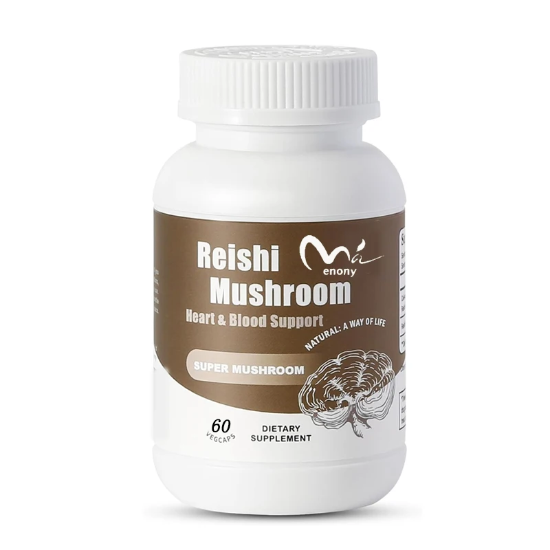 Biologische Reishi Champignoncapsules, Hart-En Bloedgezondheid, Immuunondersteuning, Vegetarisch, Glutenvrij, 60 Capsules (30 Porties)