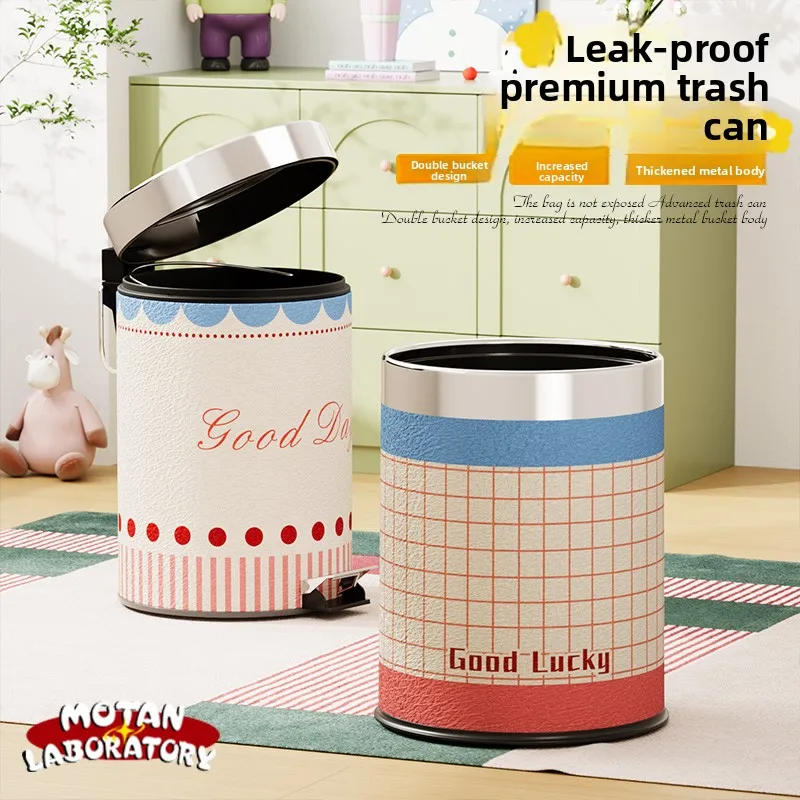 

Корейская корзина Sle Thiened Ins, большая емкость для гостиной, кухни, корзина для мусора, двухслойное ведро для хранения для домашнего использования