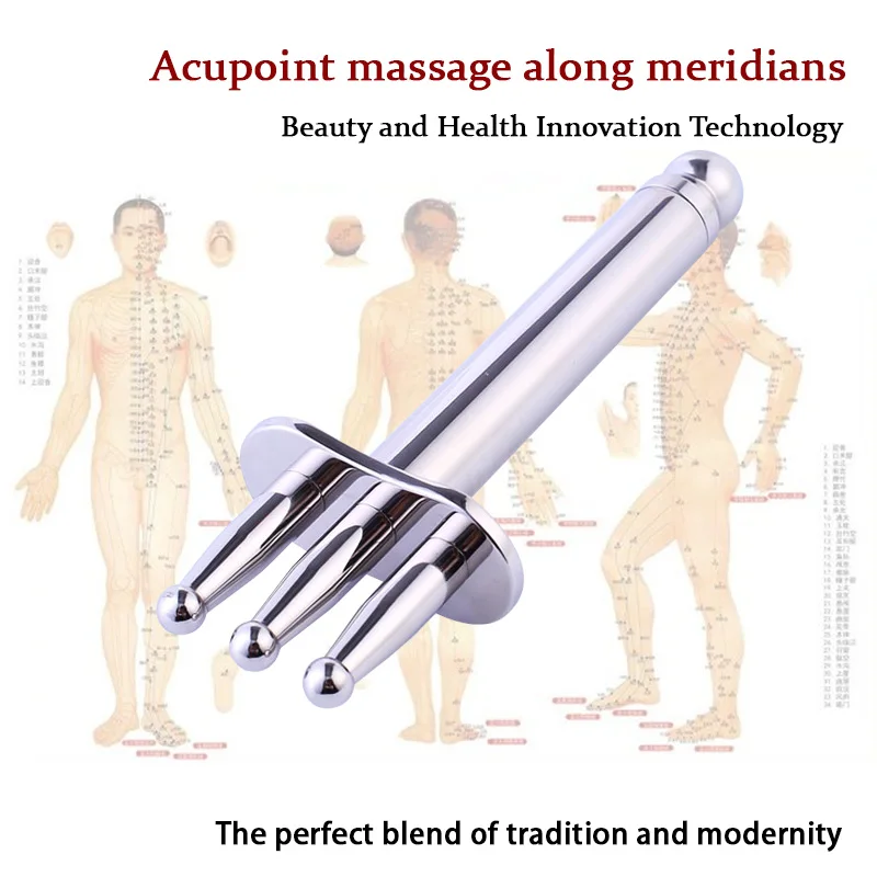 Glossy Magnetic Fork Magnetic Point Meridian Massage Stick Dredge Lymphatic Muscle Relaxation Double-ended Magnet view 3