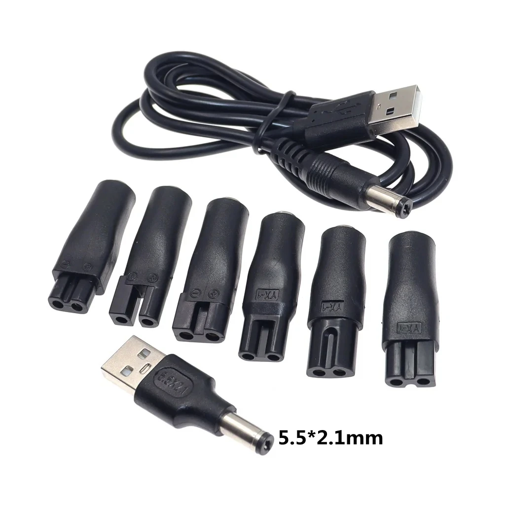 Cable de alimentación de repuesto de 8 piezas, adaptador USB de 5V, adecuado para todo tipo de cortapelos eléctricos, recortadores de barba y afeitadoras