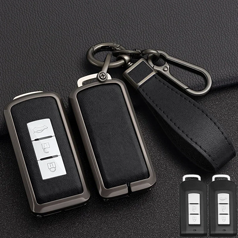 

Zinc Alloy TPU Leather Car Key Case Cover For Mitsubishi Outlander Lancer 10 L200 ASX Pajero Eclipse Cross 2 3 Button Remote Key