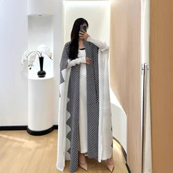 Miyake Pleated Abaya High Quality Women's Robe Clashing Polka Dot Design Loose Large Size Cardigan Trench Coat 2025 Summer New