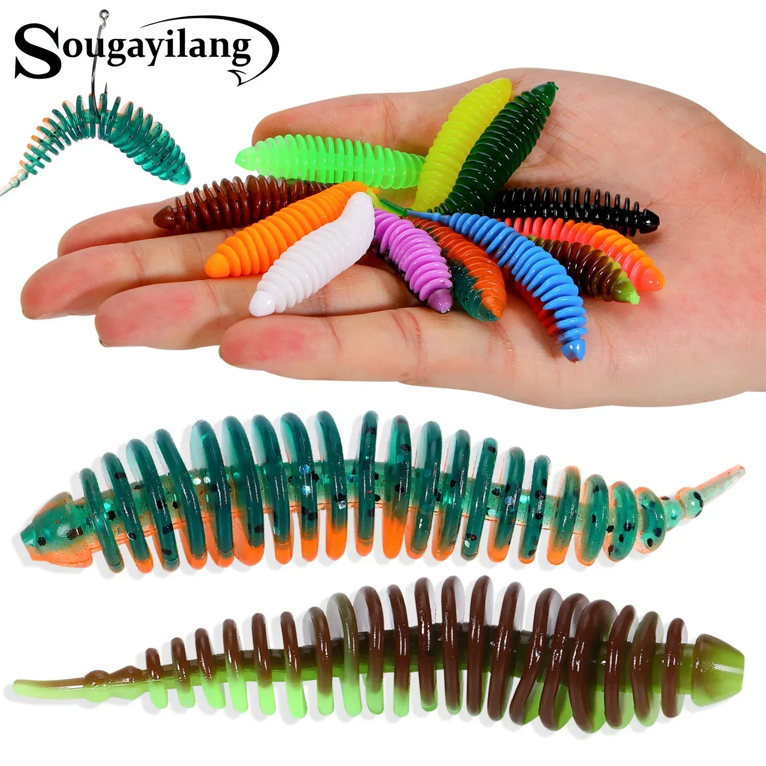 Sougayilang Soft Fishing Lure 10pcs 6cm/4cm Mixed 12Colors Fishing Lure Set Shiner Silicone Bait Fihling Tackle Pesca