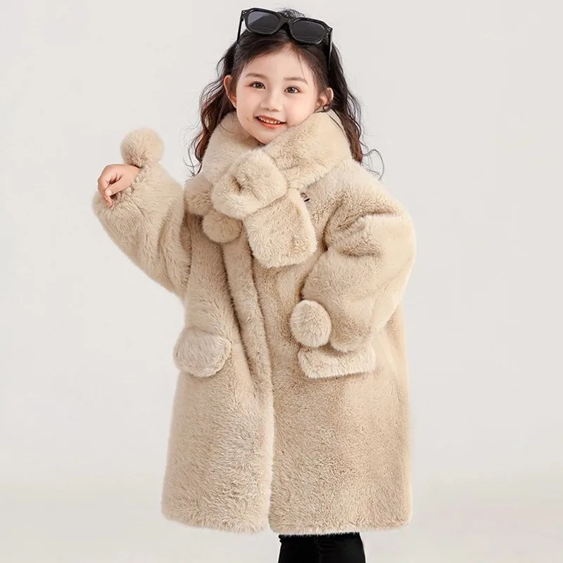 

Новая зимняя куртка из искусственного меха для девочек, детское утепленное теплое пальто из искусственного меха, пальто A4800, верхняя одежда