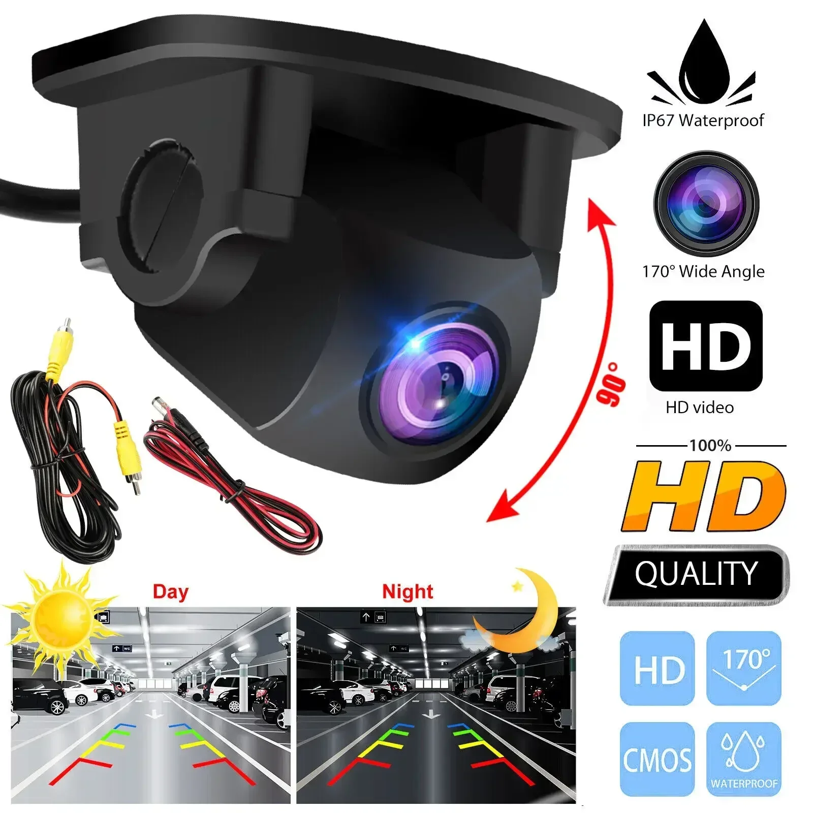 QueenDer 170° Car Backup Back Up Rear View Parking Camera Reverse Night Vision Waterproof