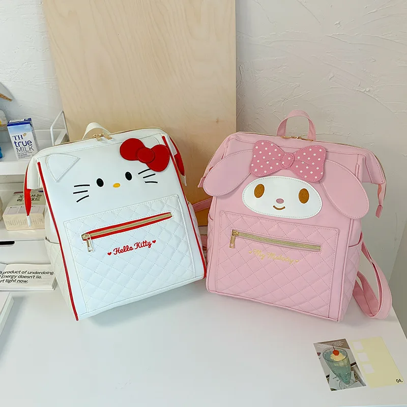 

Sanrio Hello Kitty New Women Backpack Fashionable Schoolbag Large Capacity My Meldoy Kuromi Casual Shoulder Bags Multi-Function