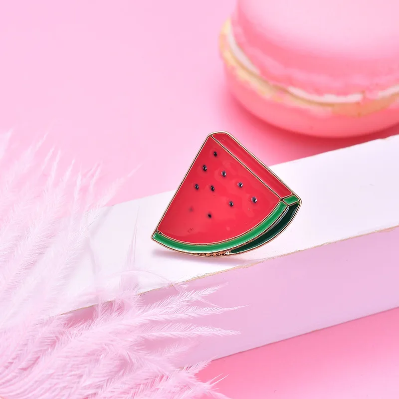 Watermelon Enamel Pins Fruit Cute CAT Brooch Lapel Backpack Badge For Kids Friends