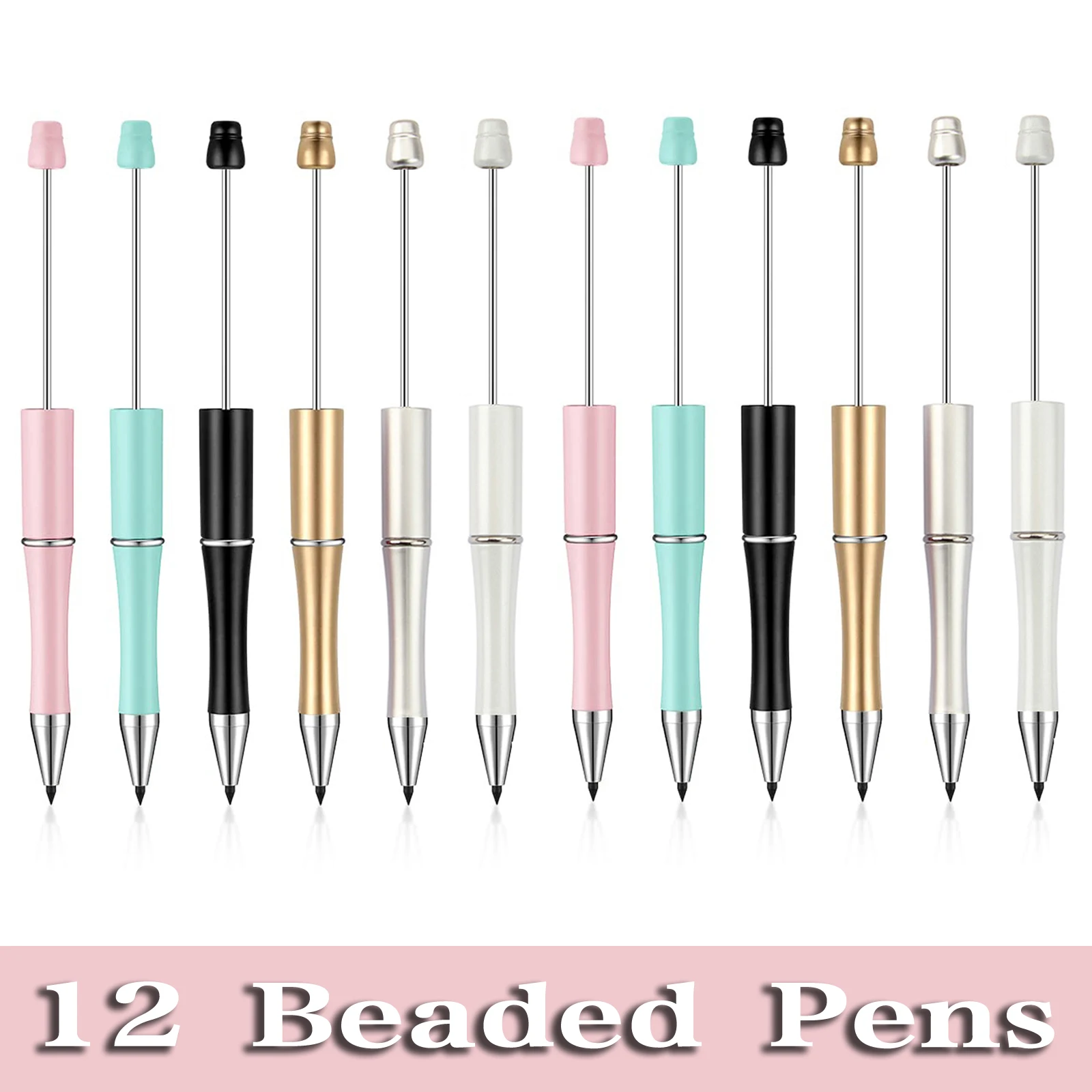 

12Pcs No Need To Sharpen Beaded Pencil No Ink Beadable Pencil Pen Writing Kid Gift School Supplies Stationery