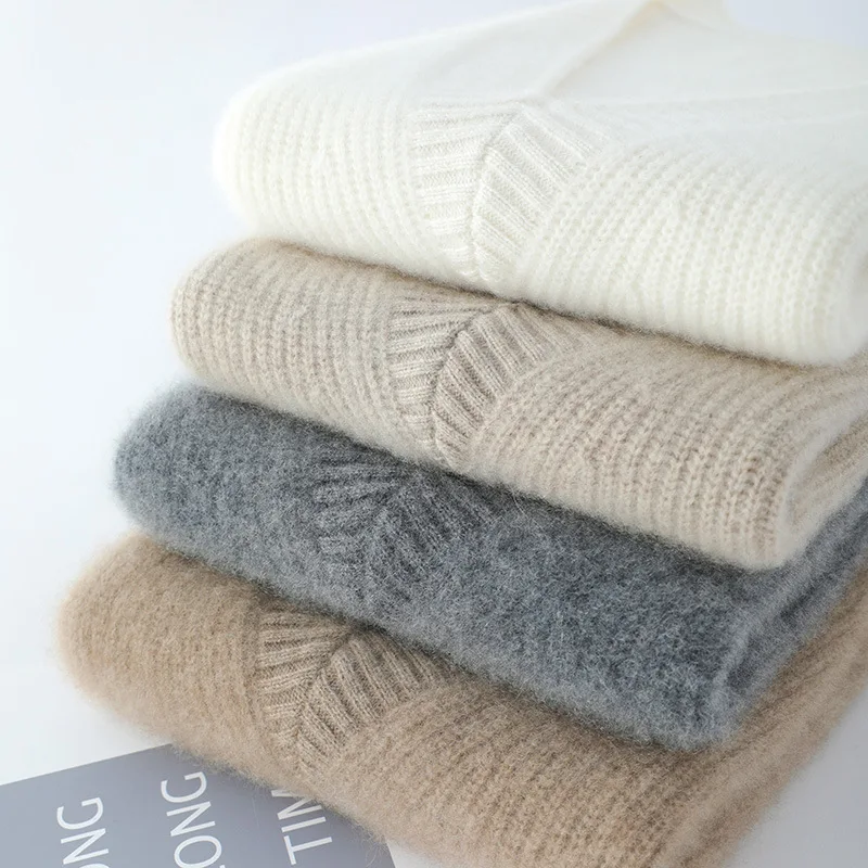 Women's Fashion Autumn/Winter New Soft Glutinous Merino Wool V-neck Vest Knitted Vest Warm Solid Color Sleeveless Sweater