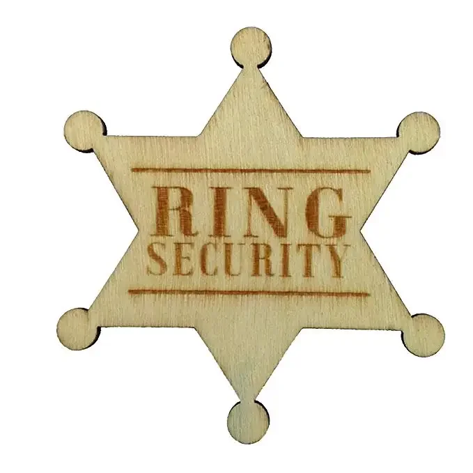2pcs Wooden Ring Security Badge Hexagonal Star Wood Decorations for Flower Girl Boy Wedding Supplies