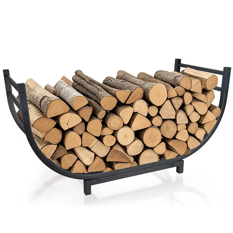 Metal Log Holder Durable & Rust-Resistant Perfect Firewood Storage Indoor & Outdoor Indoor Firewood Rack  Fireplace Rack Hooks