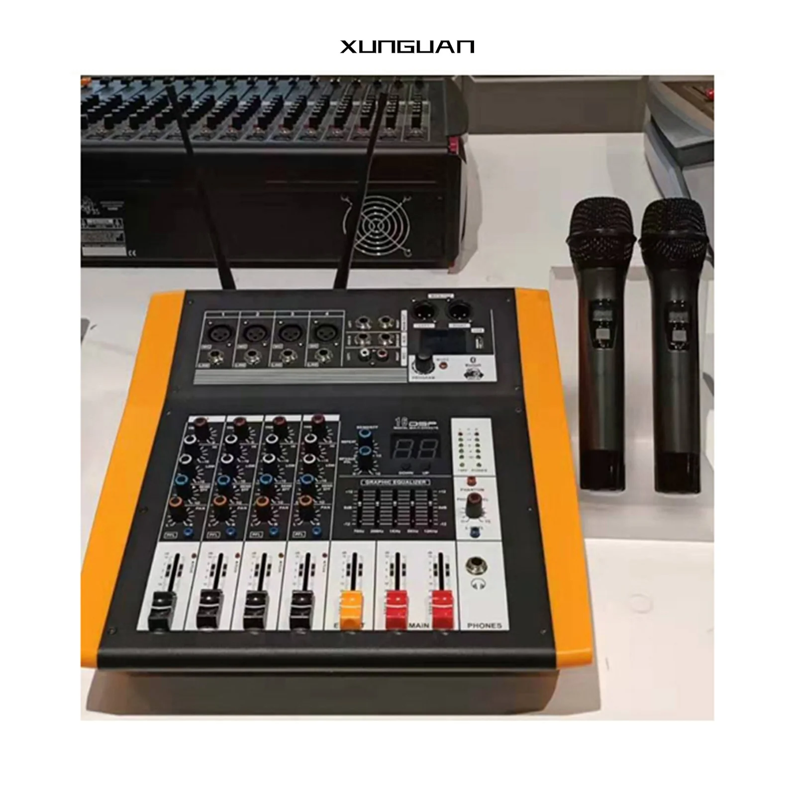 

LA-40M/LA-60M/LA-80M/LA-120M With UHF Wireless Microphone Sound Power Mixer With 16/99 DSP Effects/250W*2CH