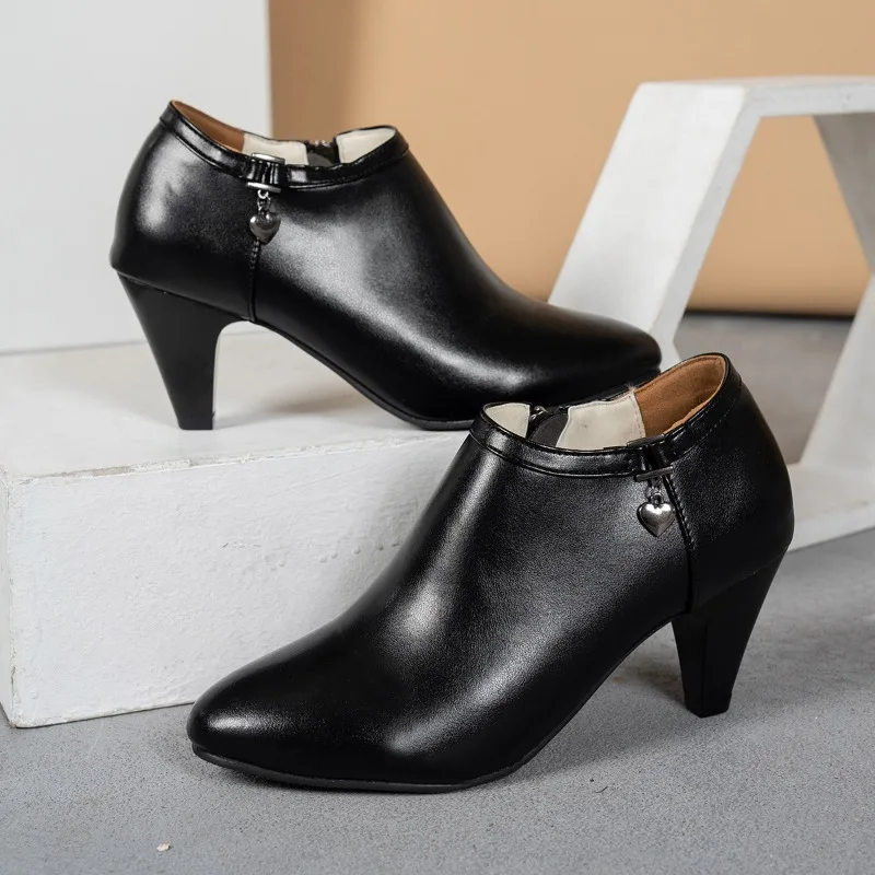 Comemore Pointed-toe Belt Buckle Ankle Boots for Women Suede Large Size 2025 Autumn Retro Chunky Heeled Chelsea Short Botines