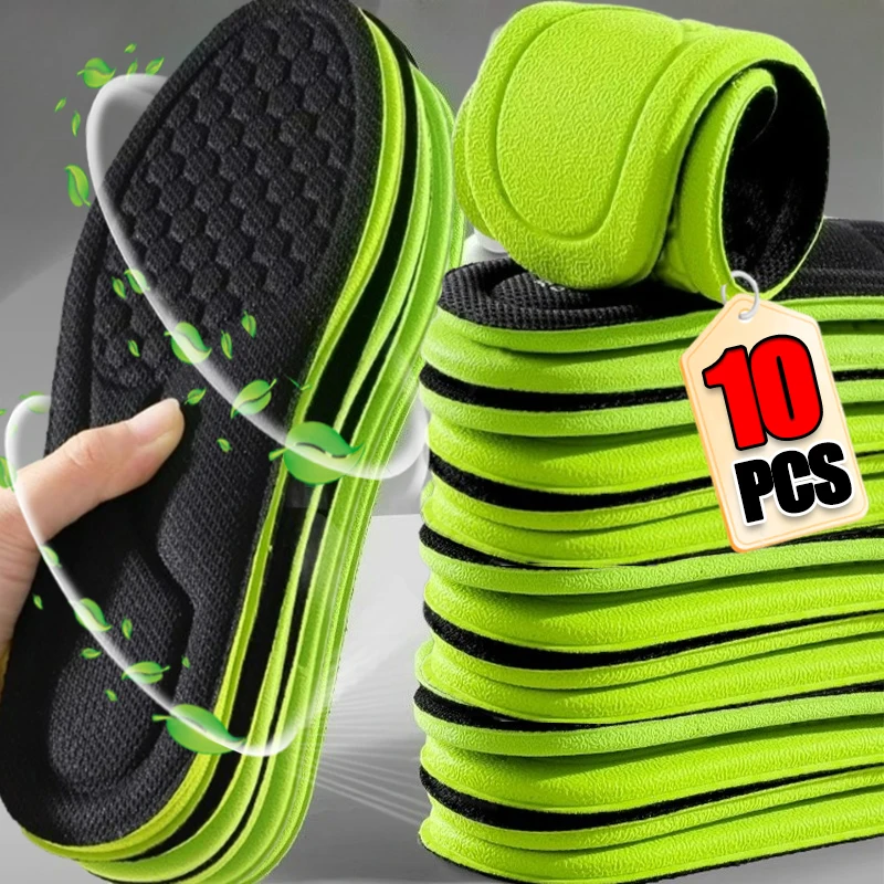

10 шт., стельки из пены с эффектом памяти для обуви, впитывающие пот, дышащие дезодорирующие стельки для ног, ортопедические губчатые вставки для обуви, подушечки
