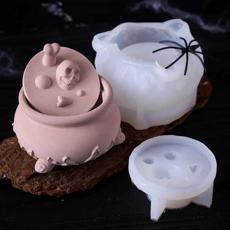 Halloween Ornamente Schädel Kerze Glas Silikon Form DIY Handgemachte Schmuck Lagerung Box Gips Harz Handwerk Casting Formen Wohnkultur