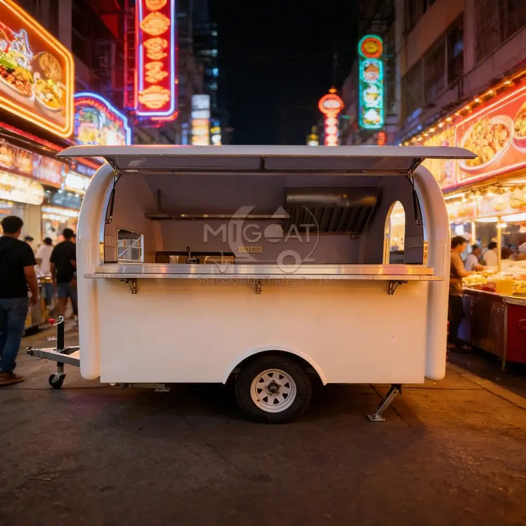 

Customizable Fiberglass Mobile Food Truck Stainless Steel Kitchen Catering Trailer for Fast Food Beverage