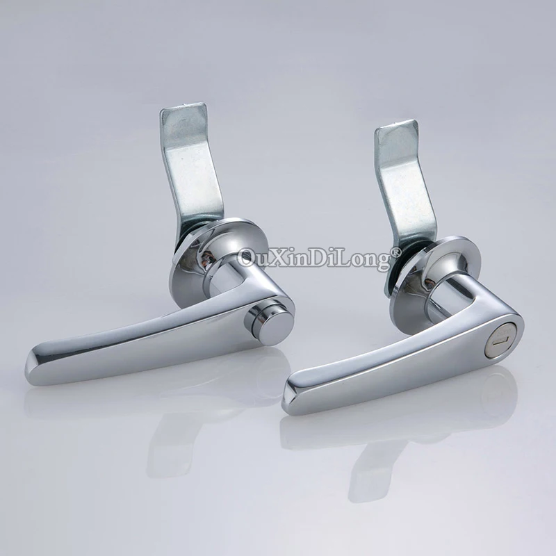 New 2PCS Zinc Alloy Industrial Handle Lock Distribution Box Mechanical Equipment Lock Switch Electrical Cabinet Door Lock Chrome