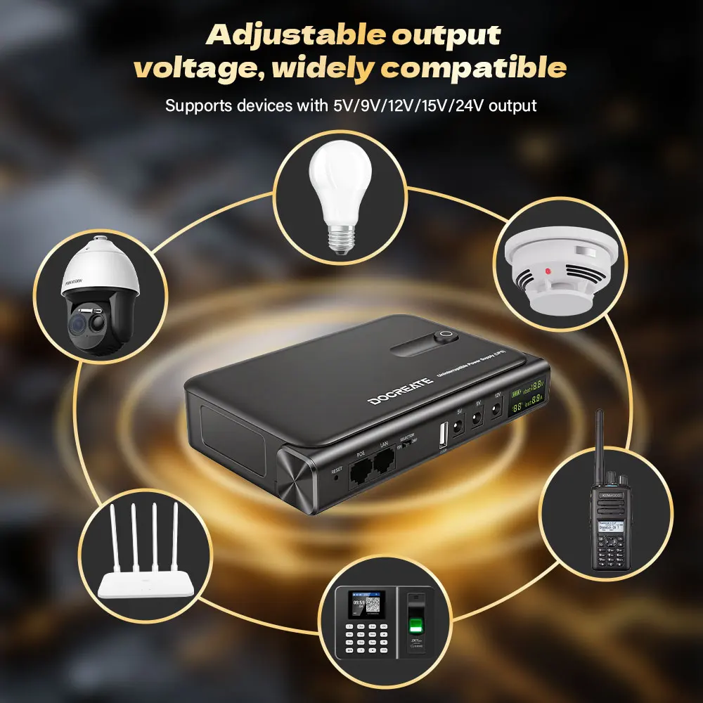 EU Plug Mini UPS Battery Backup Without Battery UPS Backup Battery Power Supply Supports 5V/9V/12V for Router Modem Camera
