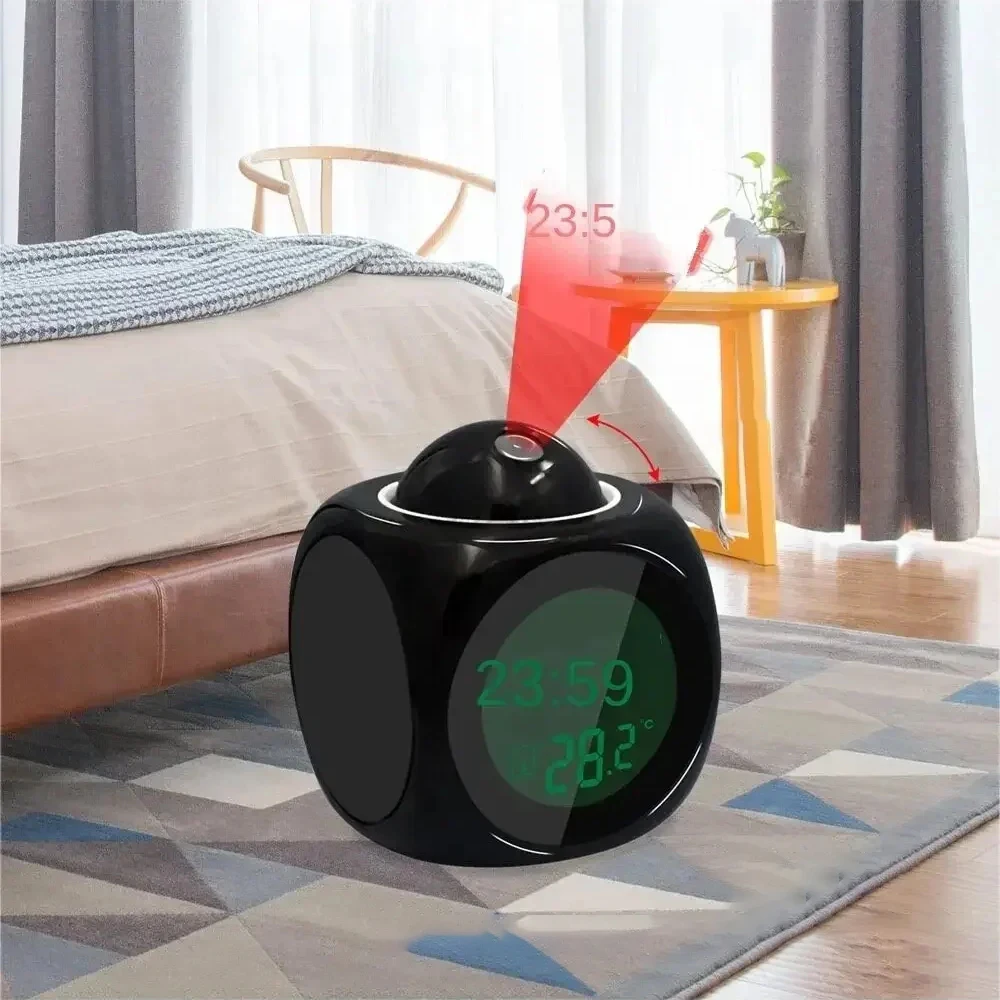 Voice Multifunction Projection Alarm Clock Ceiling Display Snooze Desk Table Digital Clock With Temperature Display