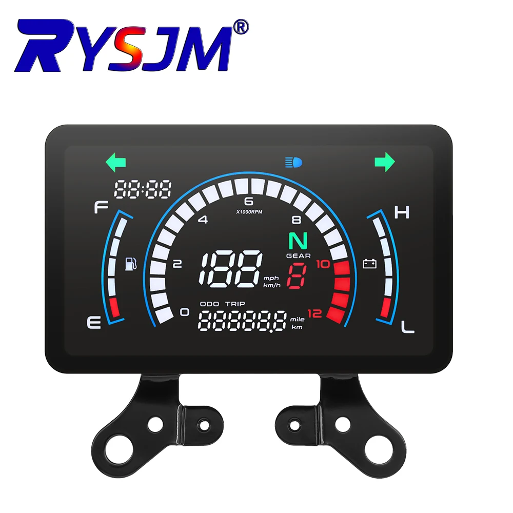 *Universal Indicator Digital Motorcycle Speedometer Motobike Dashboard With Bracket Tachometer Voltage Mileage for Honda EX5