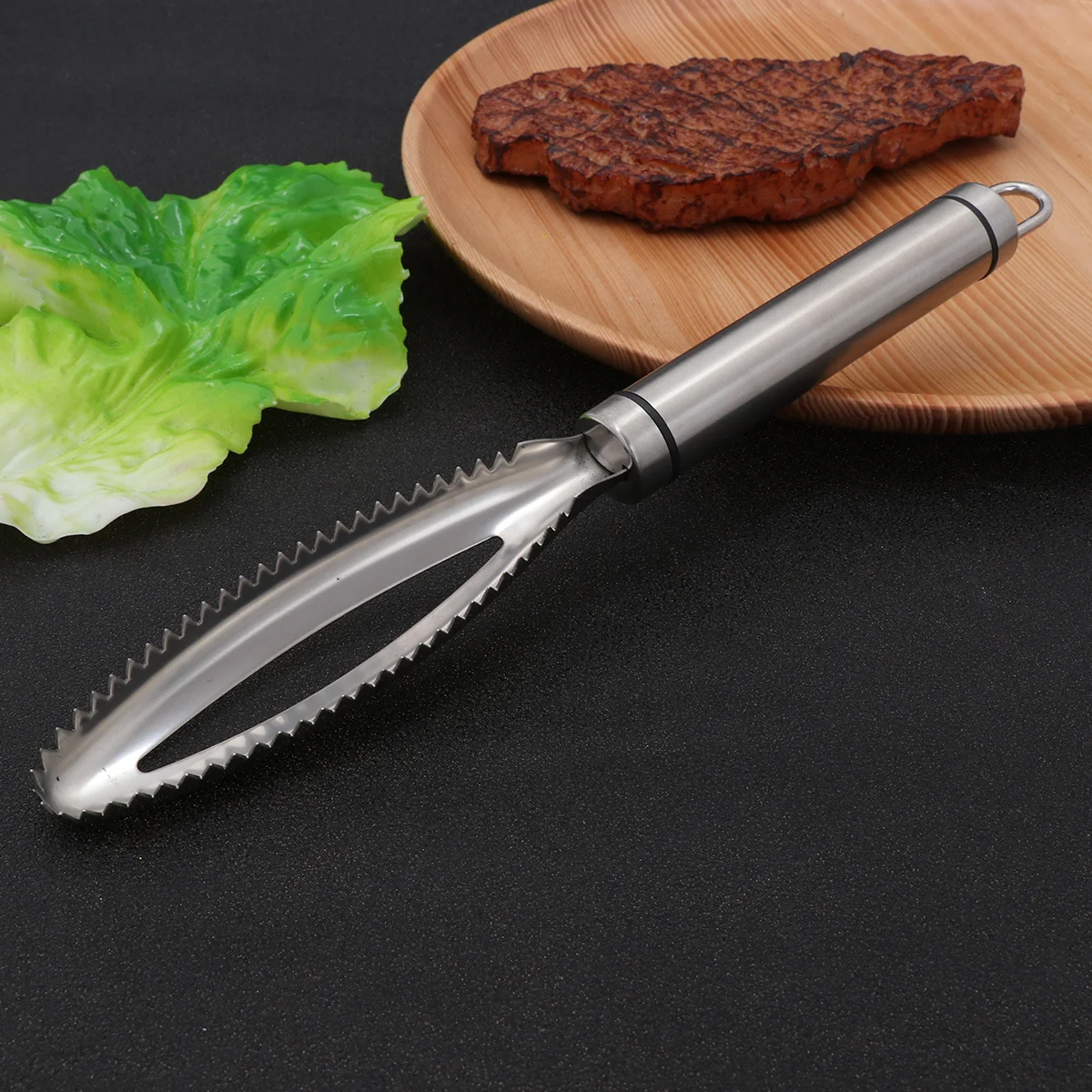 

304 Stainless Steel Fish Scale Shaver Double Row Design Fish Skin Cleaner Kitchen Scaler Rust Resistant Easy Storage