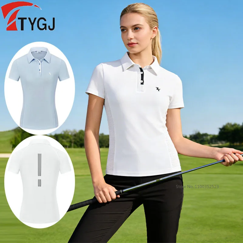 Ttygj 2026 New Golf Clothing Women Polo Collar Golf T-shirt Summer Breathable Mesh Sports Shirt Quick-dry Sweating Leisure Tops